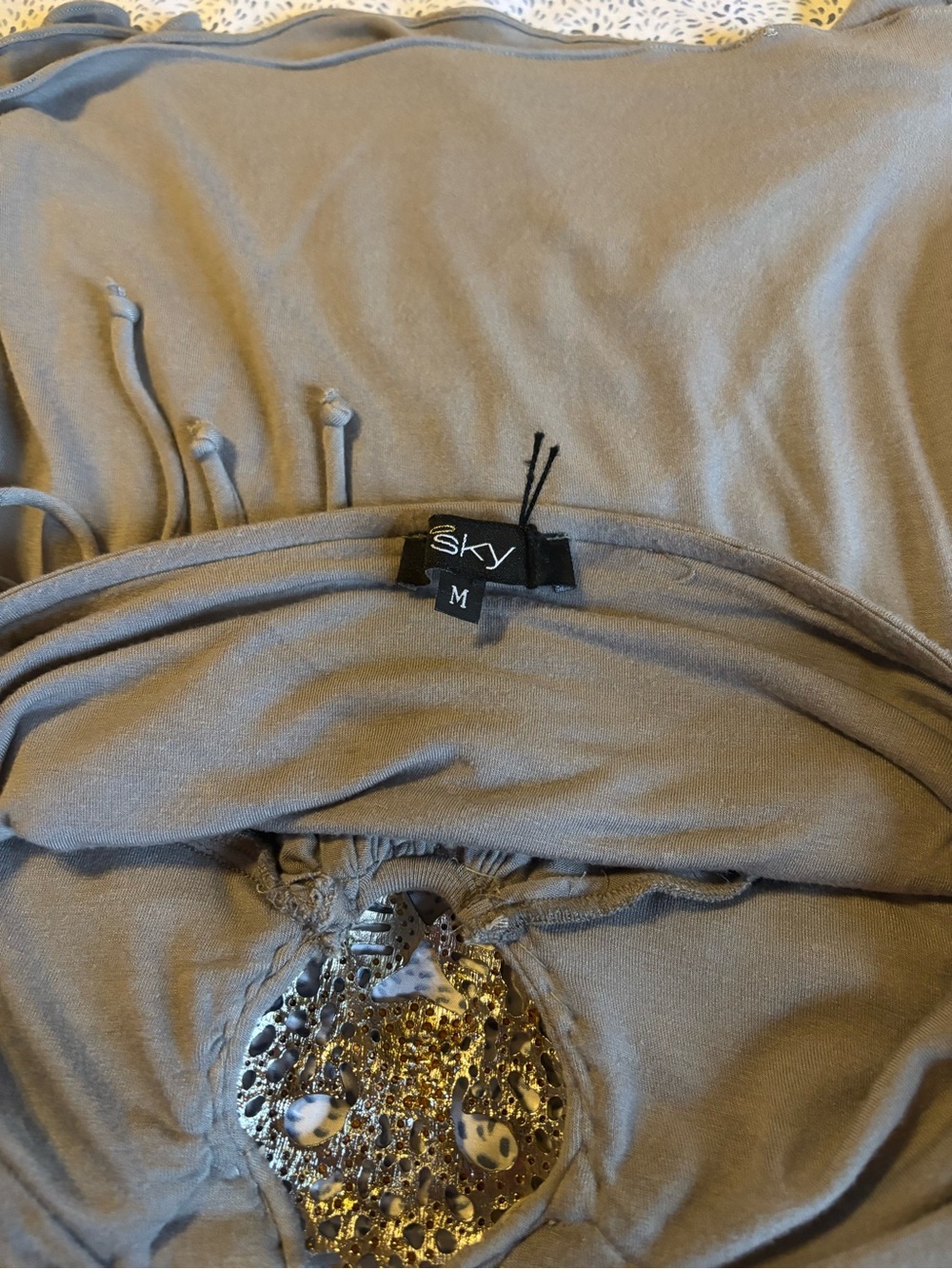 Sky Halter Top with Jeweled Leopard Accent size Medium - Picture 5 of 7